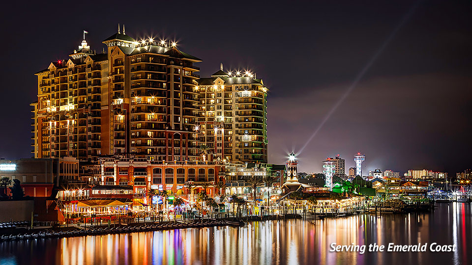 Condo exterior night Destin Florida